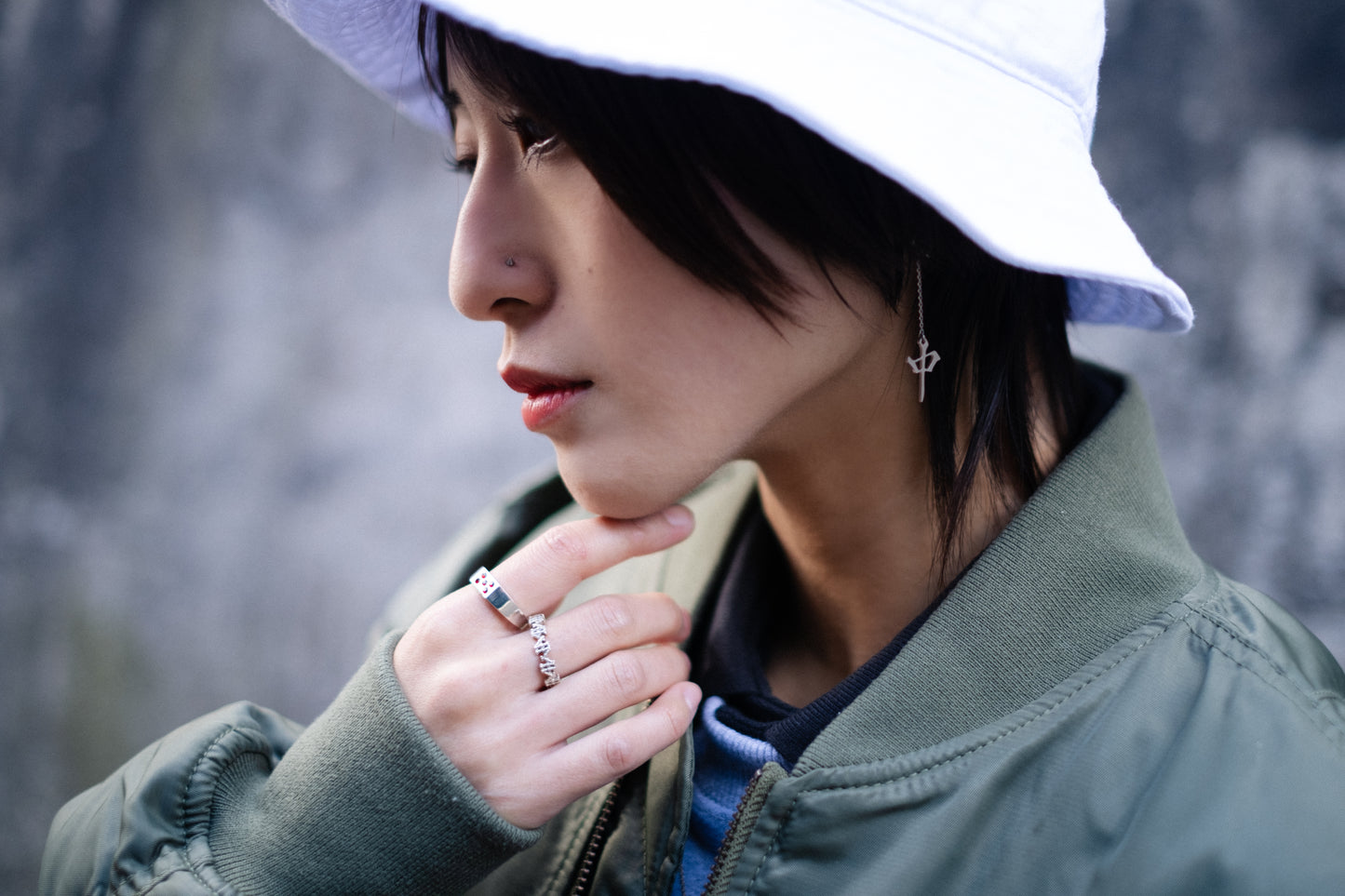 8-bamboos silver ring
