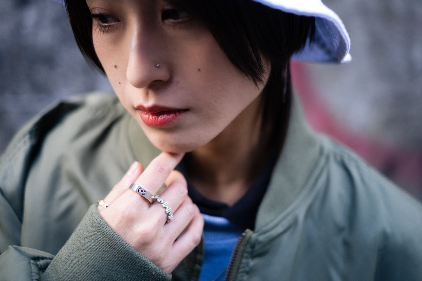 8-bamboos silver ring
