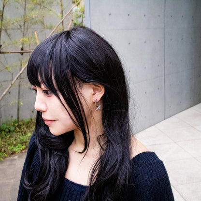 中/red simple earrings