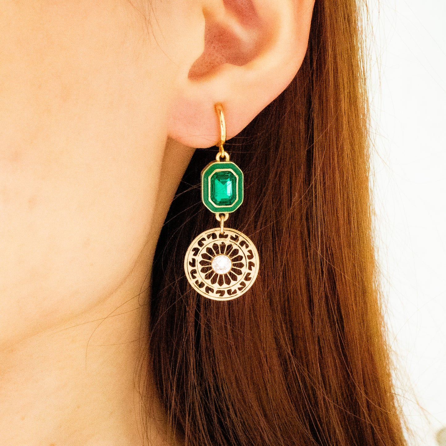 1-dots green earrings