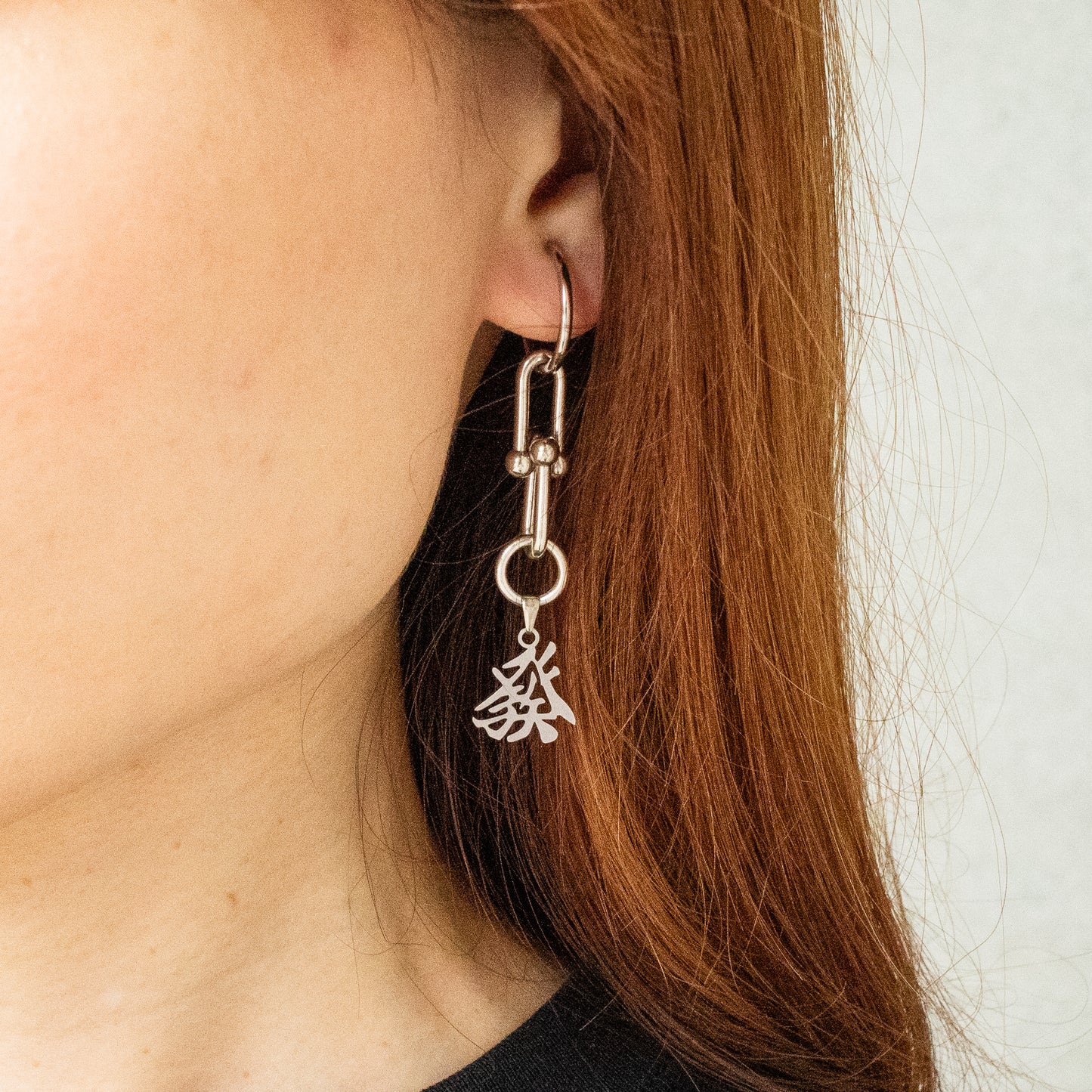 發/green chain earrings