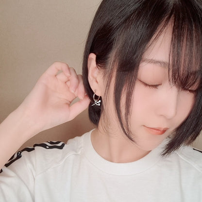 中/red simple earrings