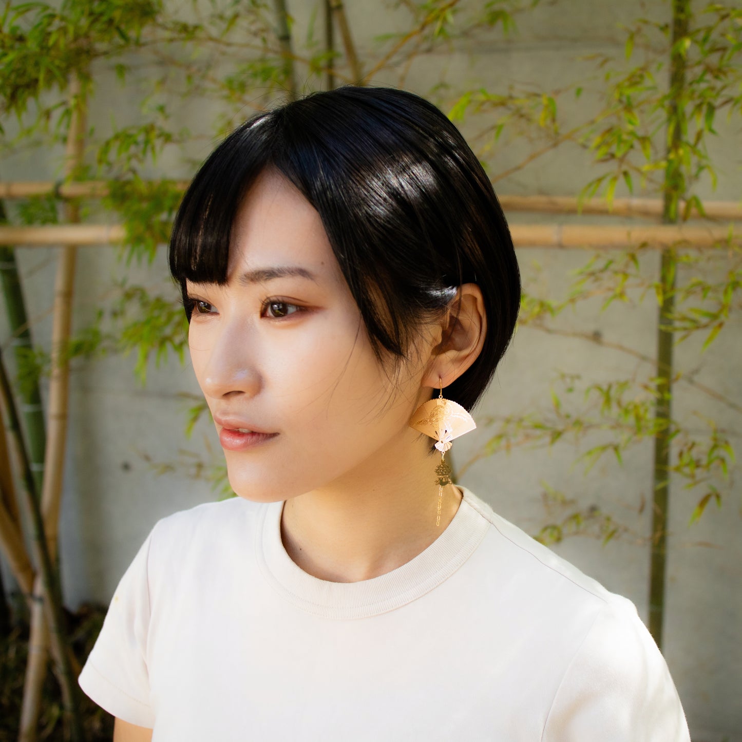 1-bamboos fan earrings