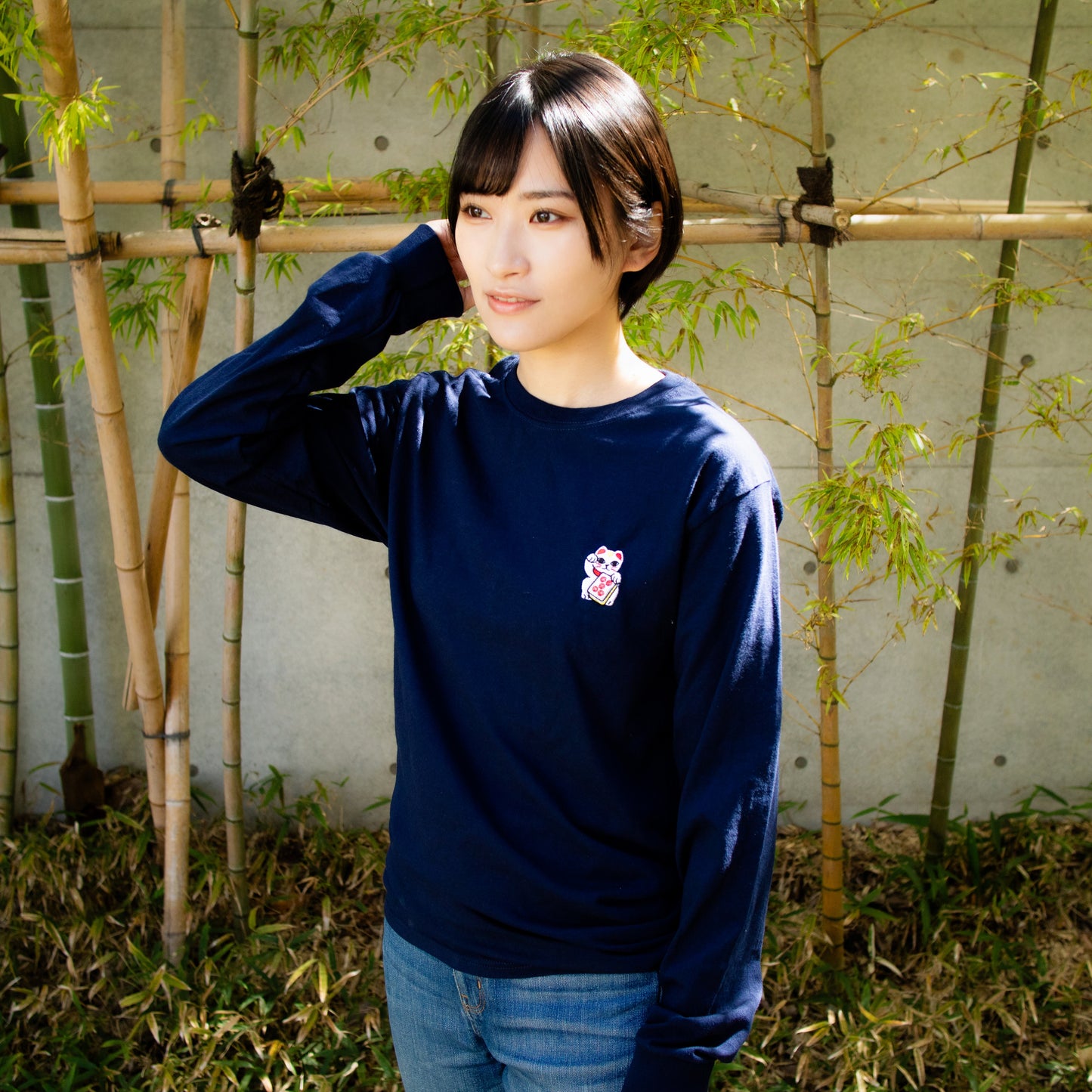 ドラ招き猫 T-shirt(long sleeve)