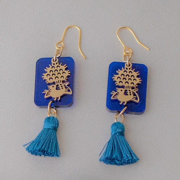 1-bamboos tile & tassel earrings