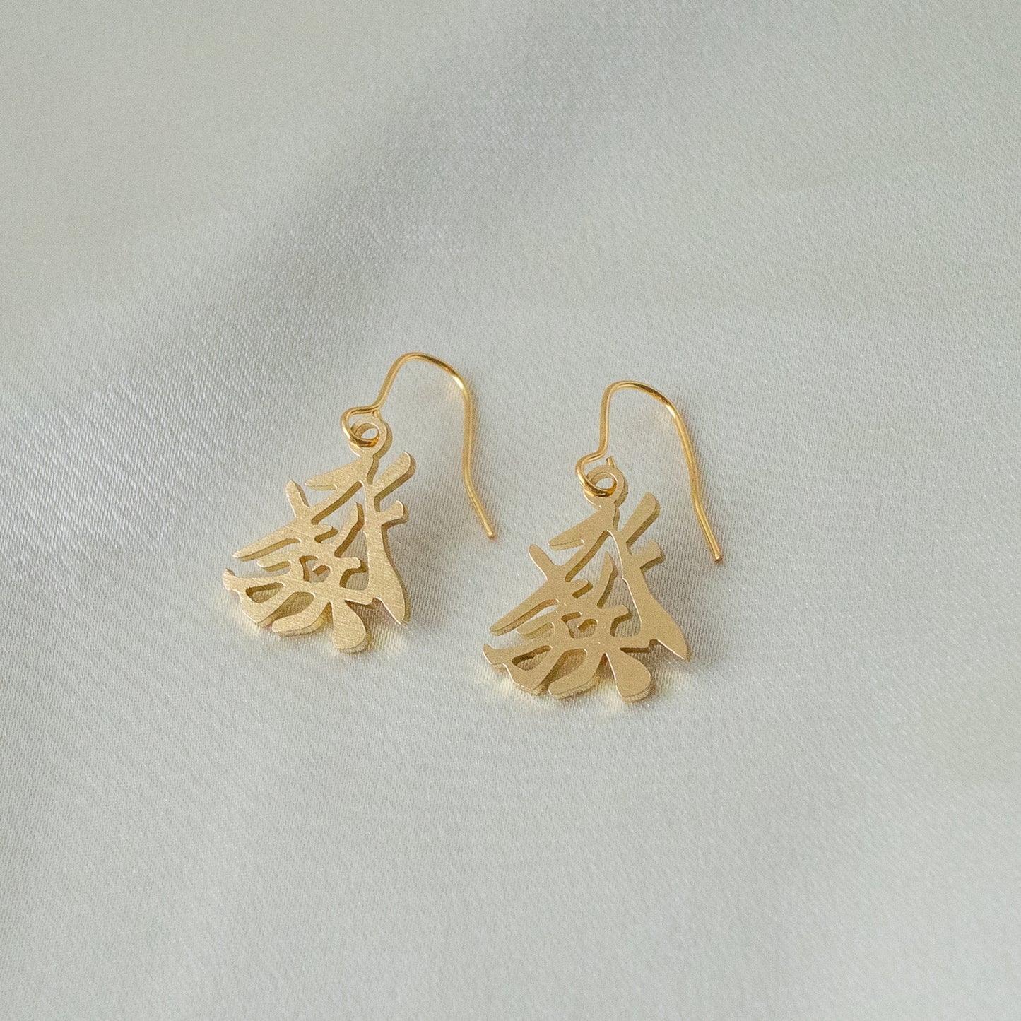 發/green simple earrings