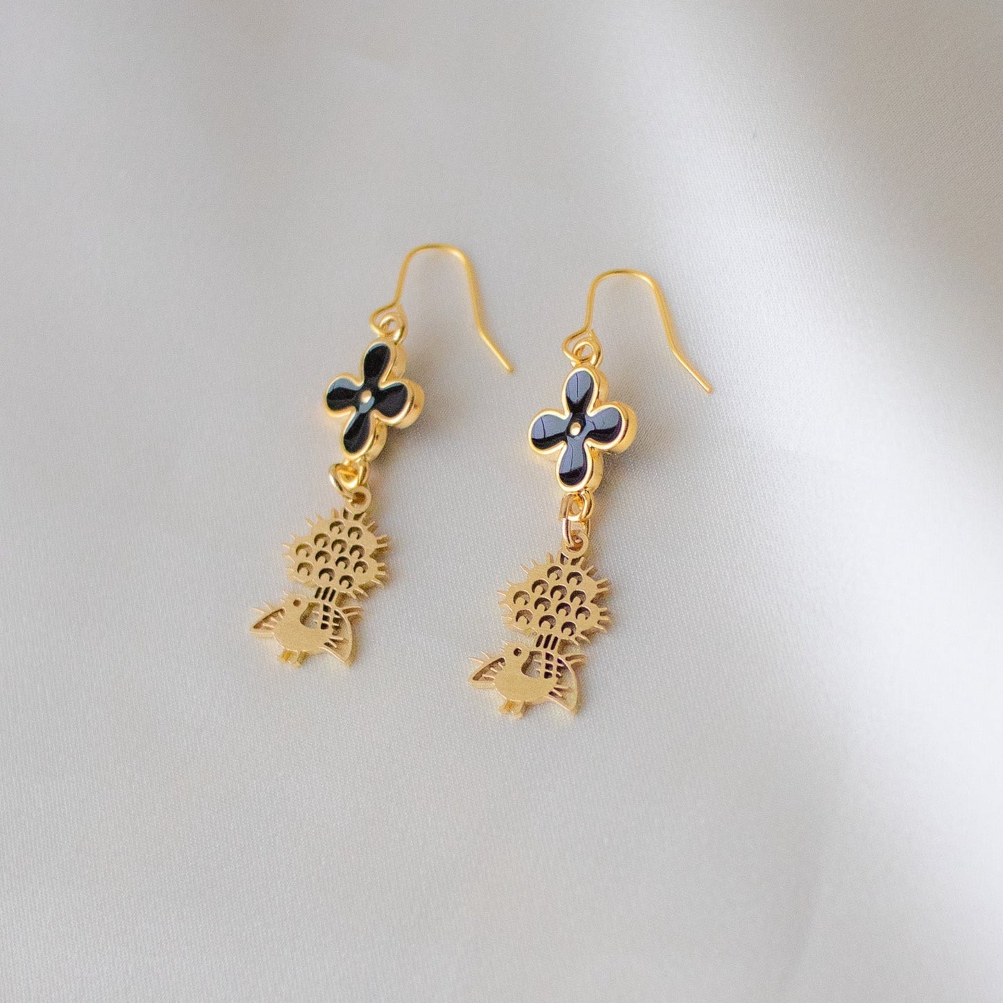 1-bamboos flower earrings