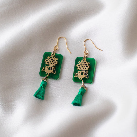 1-bamboos tile & tassel earrings