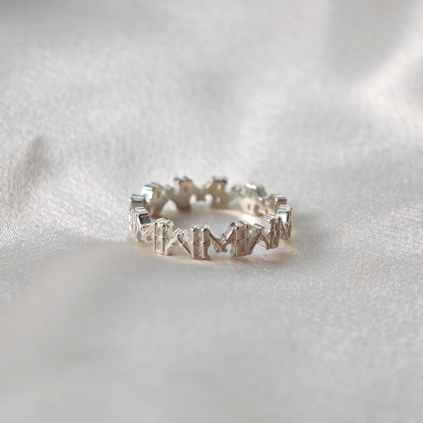 8-bamboos silver ring